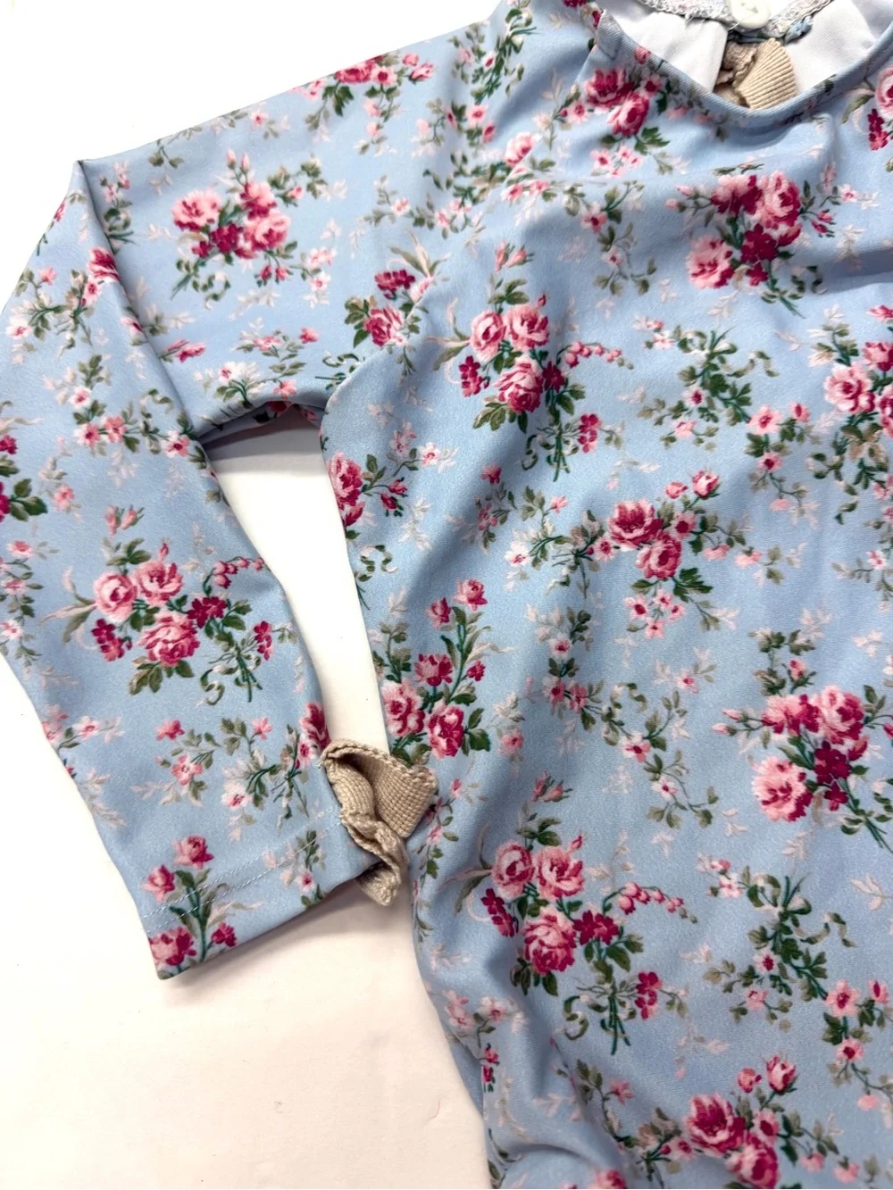 Minnow x Brock Collection Floral Long-Sleeve One-Piece Swimsuit Rashguard Blue